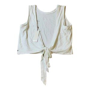 NWT CALIA Crop Wrap & Tie Tank Top Pure White Women's Size XL
